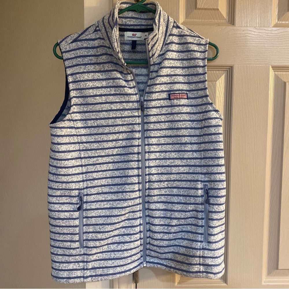 Womens vineyard vines striped fleece vest size medium